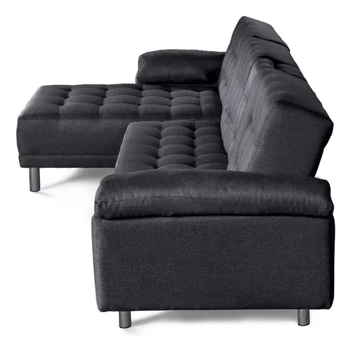 Sala Modular Sofá Cama Mosley Cosmic Reversible Color Gris Oscuro