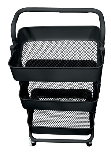 Estante Carrito Organizador 3 Niveles Acero Baño Cocina Color Negro