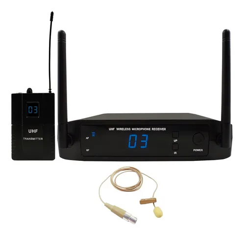 comprar Microfone Lapela Sem Fio Leson 906 Profissional Bege 16ch