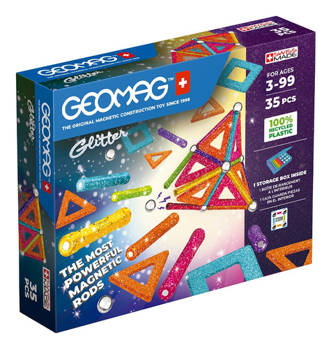 Geomag Juguete De Figuras Magneticas Eco Con Brillos 35 Pzas