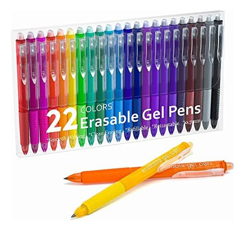 Bolígrafos De Gel Borrables, 22 Colores Retráctiles Borrable