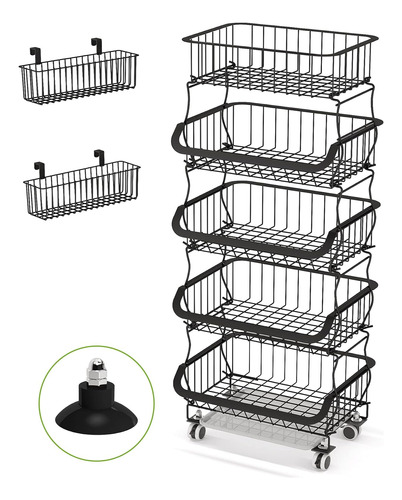 Cesta De Frutas, 1 Cesta Apilable De Alambre Metálico De 3 N