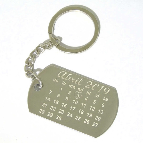 Imagen 1 de 4 de Llavero Acero Personalizado Grabado Calendario Aniversario B