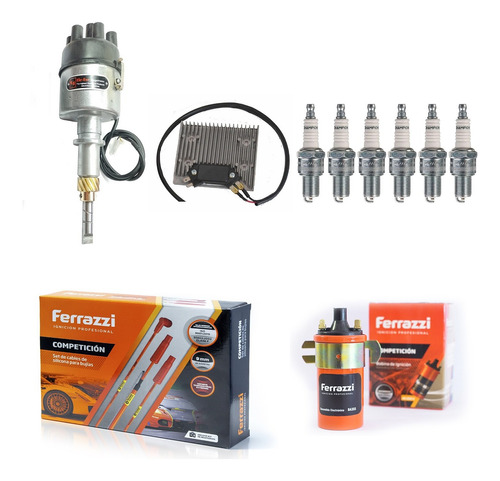 Kit Distribuidor Electronico + Bobina Ferrazzi + Cables Ferrazzi Competicion 9mm + Bujias Chevrolet 400 Chevy C10 Apache