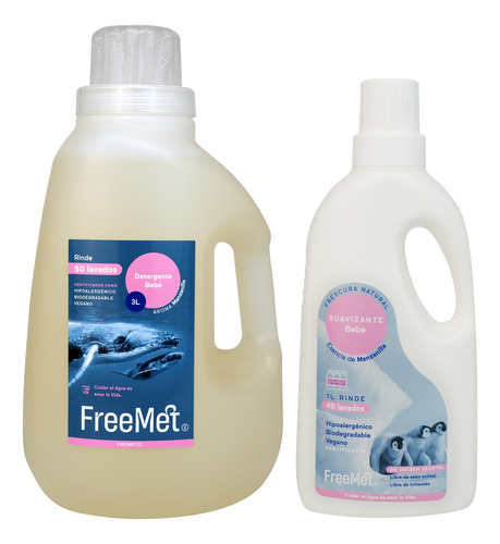 Pack Freemet Bebé Detergente 3l + Suavizante 1l