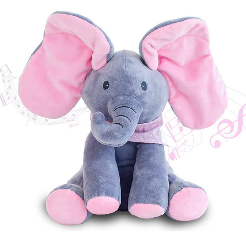 Elefante Música Peluche Peek-a-boo Gato Mover Orejas Bebé