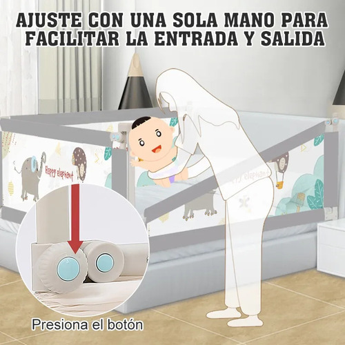 Haimo 1.8m Barandilla De Seguridad Contra Caídas Para Niños Fácil De Montar Y Desmontar Adecuada Para Camas Dobles, De Matrimonio, De Matrimonio, De Matrimonio Y Colchones Individuales