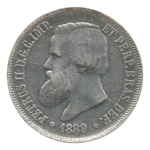 Moeda Prata Brasil Império 2000 Réis 1889 D. Pedro #29