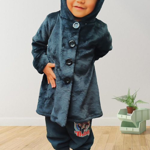 Abrigo Polar Con Gorro Niño Niña