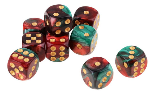 10 Dados Rojo+verde 16 Mm Rojo+verde 10 Piezas 16 Mm Rojo+ve