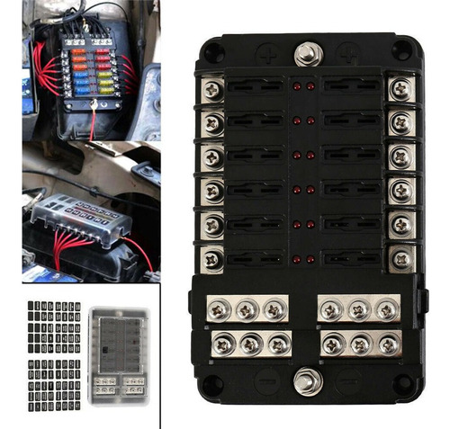 Caja De Fusibles Universal, Conexión De 12 Fusibles