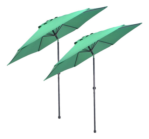 2 Sombrilla Plegable 3 Mts Para Jardin Playa Camp Exterior. Color Verde Lisa