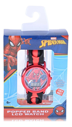 Reloj Lcd Con Luces Marvel Spiderman Para Niños