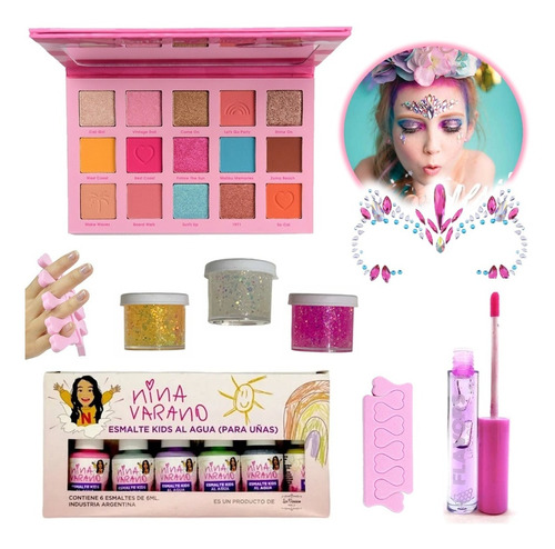 Set De Maquillaje Para Nena Sombras Gliter Juego Niña Regalo