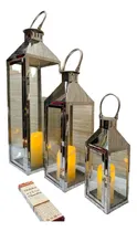Comprar Set X 3 Faroles Metal Fanales Porta Velas Importados Oriente