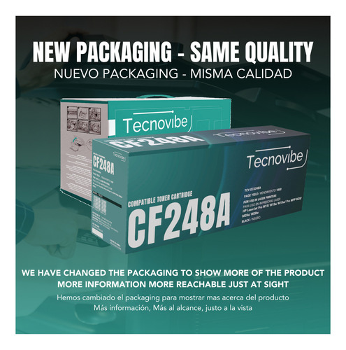 Toner Alternativo Tecnovibe Cf248a Con Chip Para Hp Laserjet Pro M15 M15a M15w Pro Mfp M28 M28a M28w Negro