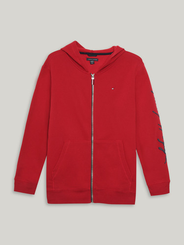 Polerón Hoodie De Niño Log Script Rojo Tommy Hilfiger