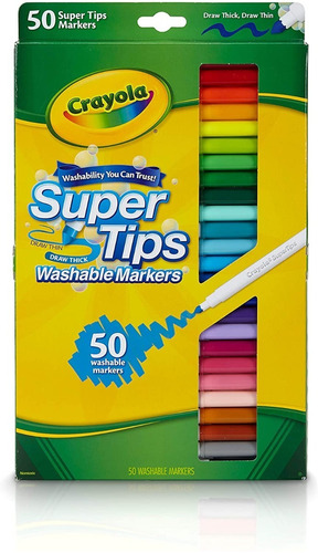 Crayola Super Tips 50 Piezas, Marcadores Lavables