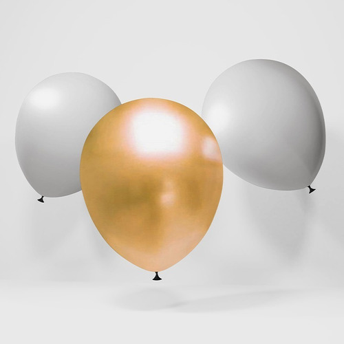 30 Bexigas Balões Metalizadas Nº 9 Decoração Festa Cor Vivas Cor Dourado
