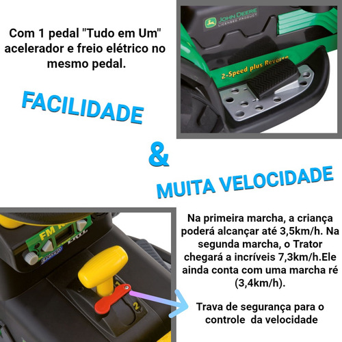 Trator Elétrico John Deere Ground Force 12volts - Pegperego