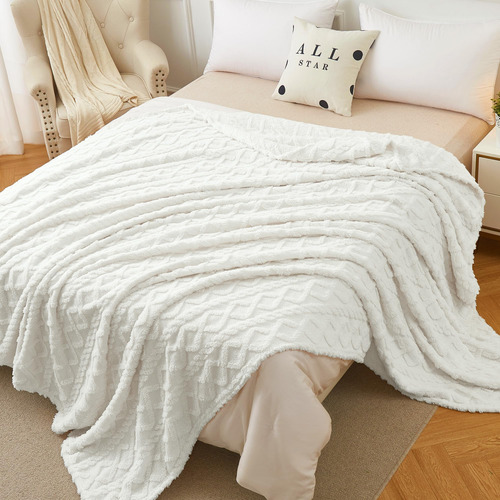 Aganear Sherpa Fleece Twin Blanket - Diseño Elegante En 3d, 