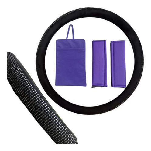 Cubre Volante Pana C/brillos + Bolsita+ C/cinturones Violeta