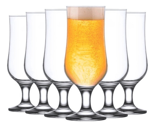 Juego de 6 vasos de vidrio para cerveza, picar bebidas Pasabahce, 385 ml, color transparente
