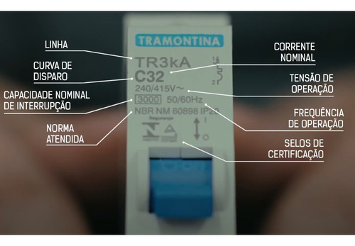 Disjuntor Bi Tramontina Tdj3 Termomagnético Curva C 10-63a