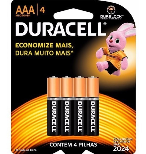 Duracell Pilha Palito Alcalina Tamanho Aaa Com 4 Unidades