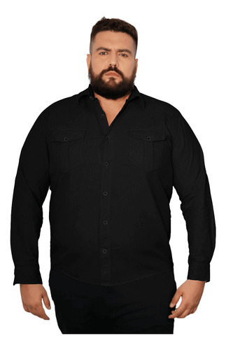 Camisa De Botão Plus Size Masculina Manga Longa Extra Grande