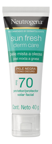 Protetor Solar Facial Pele Negra FPS 70 Neutrogena Sun Fresh Derm Care Bisnaga 40g