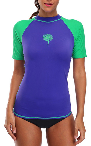 Poleras De Natación Anfilia Para Mujer Color Block Rash Guar