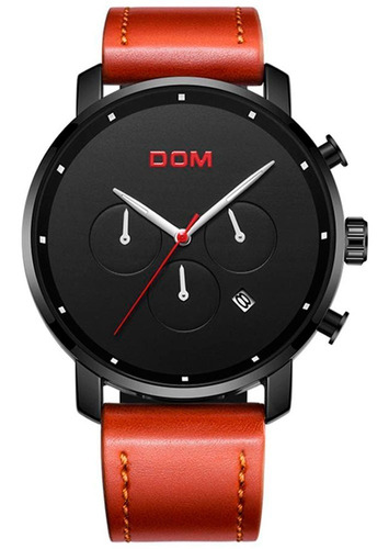 Reloj Hombre Dom M-1216 Cronógrafo Deportivo Malla Cuero