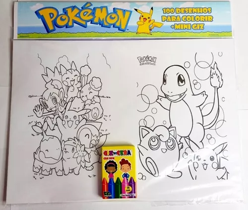 100 Desenhos Para Colorir Pokémon + Mini Giz Cortesia