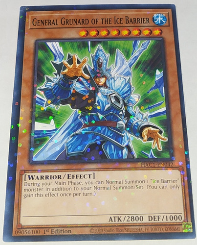 Yugioh! General Grunard Of The Ice Barrier Hac1-en042 Miscut