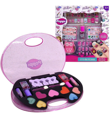 Set De Uñas Postizas Infantil Poppi 5661 + Maquillaje 5660