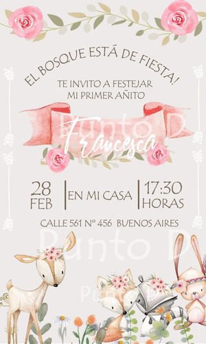 Invitacion Digital Animalitos Del Bosque