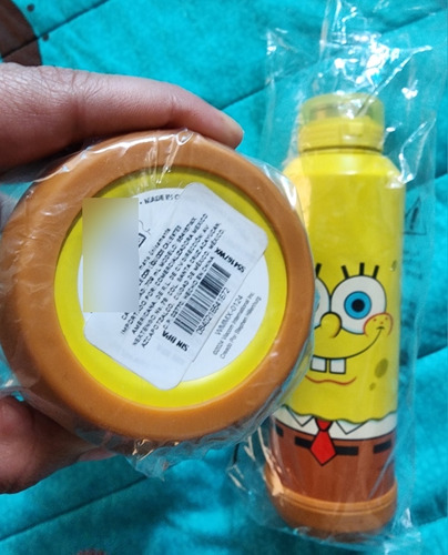 Duo Termos Botellas Bob Esponja Acero Inoxidable Amarillo (Usado)