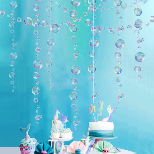 Guirnalda Burbuja Azul Pra Colgar Diseño Sirena Mariposa Mar