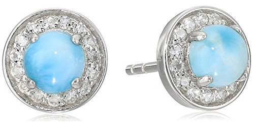 Pendientes De Plata Con Larimar Ovalado