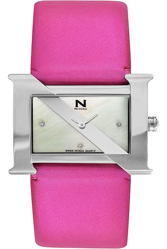 Reloj Nivada N Collection Dama Acero/piel Satín Fuscia