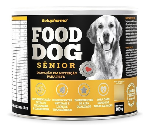 Food Dog Senior Suplemento Para Cães Idosos Botupharma 100g