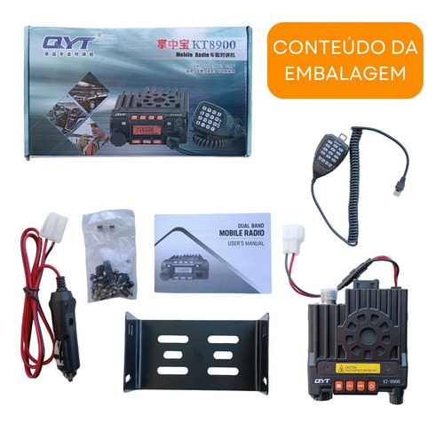 7 Rádio Base Comunicador 20km Qyt8900 Uhf Vhf 200 Canal 25w