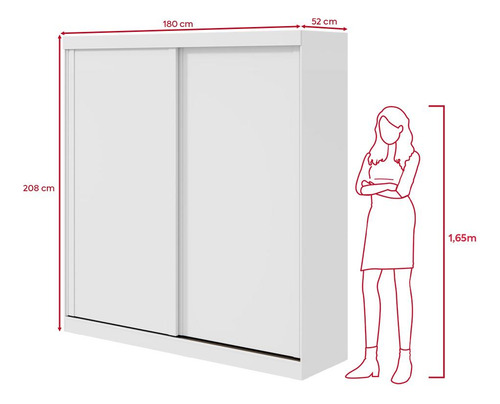 Guarda-roupa 2 Portas De Correr 2 Gavetas Easy Light Branco Branco
