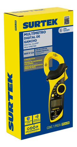 Multímetro Digital De Gancho Surtek® 600v Uso Profesional