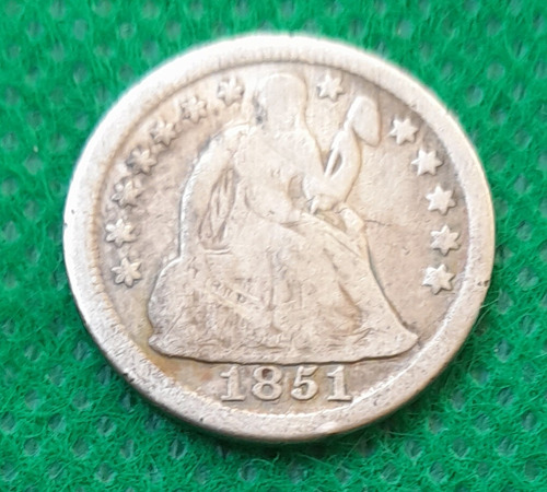 Moneda De One Dime (10 Centavos En Plata) Año 1851, Eeuu 