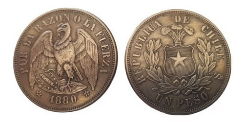 Moneda Conmemorativa Valor Histórico Peso Aguila 1880 Chile