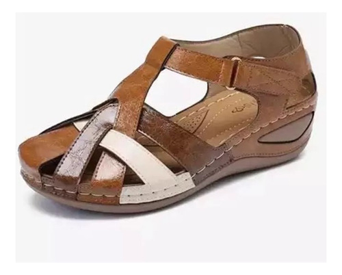 Sandalias Ortopédicas De Dedo Redondo Retro Zapatos De Mujer