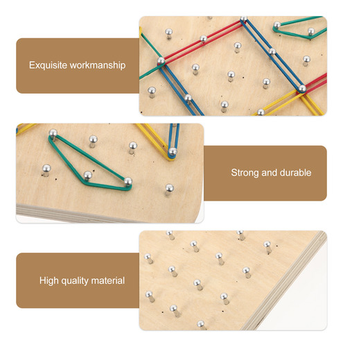 1 Juego De Tablas De Clavos Geoboard De Madera Con Forma Geo