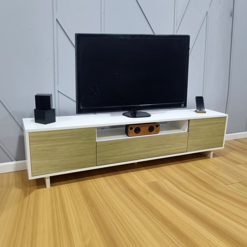 Mueble Modular Para Tv Vacancy-ii De Mania Muebles Camelia Y Blanco